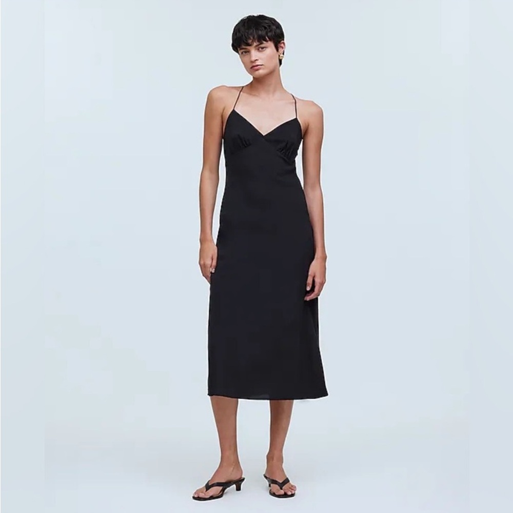 Layton Black Slip Midi Dress
